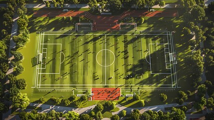 Wall Mural - football field top view. 