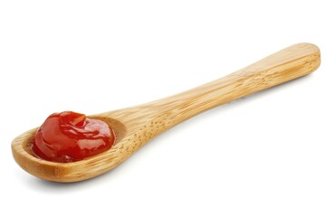 Poster - A wooden spoon with a dollop of ketchup applied, ideal for cooking or serving food