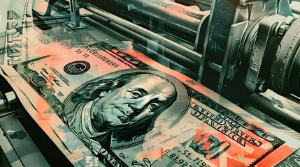 Wall Mural - Printing banknotes, illustration 