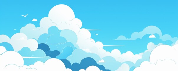 Wall Mural - title: simple mobile wallpaper featuring white clouds in a blue sky background. ideal for creating a