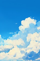 Wall Mural - title: simple mobile wallpaper featuring white clouds in a blue sky background. ideal for creating a