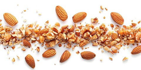 Poster - A close-up shot of a pile of nuts sitting on a white surface