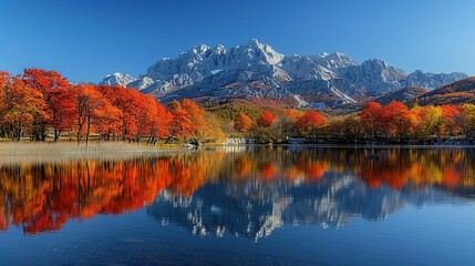 Canvas Print - Autumn Reflection in the Mountains