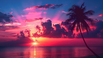 Wall Mural - Tropical Sunset over the Ocean