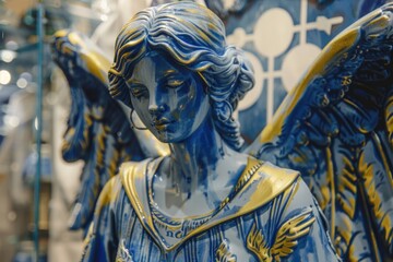 Poster - A detailed view of a beautiful angel statue, suitable for various contexts