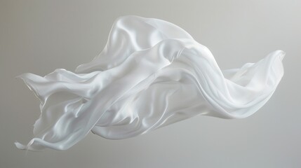 Poster - A close-up view of a white cloth floating in mid-air, with gentle movement and soft focus