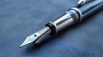 17. An elegant fountain pen with a silver nib and polished body