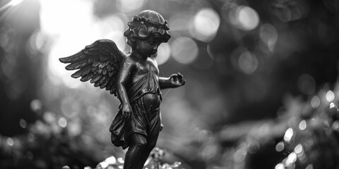 Poster - A monochrome image of a serene angelic figure, great for use in various contexts