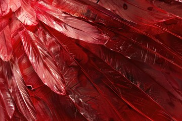 Poster - A detailed shot of a red bird's plumage, great for wildlife or nature photography