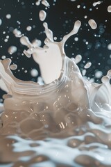 Poster - A small amount of milk has been spilled on a table surface, with a slight sheen remaining