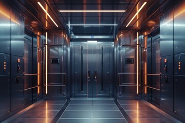 Aufkleber - Elevator interior showing multiple doors and interior walls