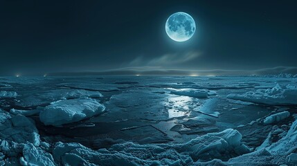 Wall Mural - Arctic Landscape Under a Full Moon