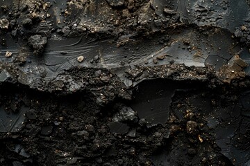 Poster - A close-up shot of a piece of black paint with texture and slight imperfections