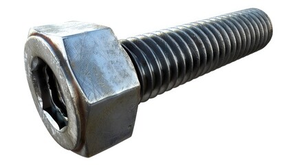Poster - A close-up view of a single bolt on a white background, suitable for use in illustrations or designs