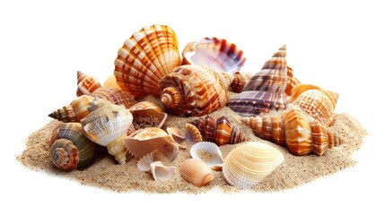 Poster - A collection of sea shells scattered on a sandy beach