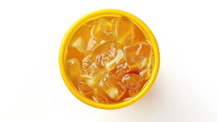 Poster - A yellow bowl filled with ice cubes, perfect for cooling drinks or as a decorative element
