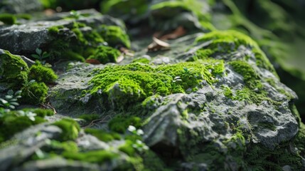 Aufkleber - Close-up of a rock covered in lush green moss, great for nature or environmental-themed projects