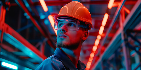 Poster - Portrait of a confident young engineer working in a modern industrial factory