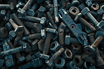 Poster - A collection of nuts and bolts stacked on top of each other, great for DIY projects or technical illustrations