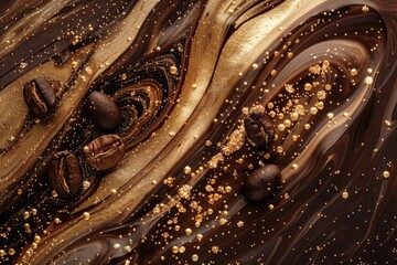 Canvas Print - A close-up shot of a delicious-looking chocolate cake adorned with golden sprinkles, perfect for any special occasion or dessert display