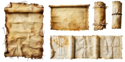 Poster - A collection of worn-out papers on a clean white surface
