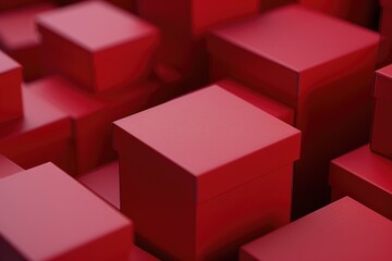 Poster - A pile of red containers stacked high, ideal for commercial or industrial use