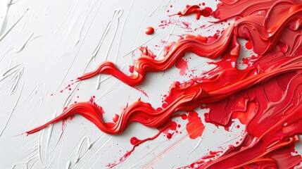Aufkleber - Close-up shot of bright red paint on a smooth white surface, suitable for use in designs and graphics