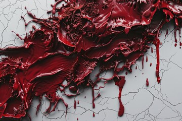 Poster - A close-up shot of bright red paint on a surface, possibly used for artistic or practical purposes