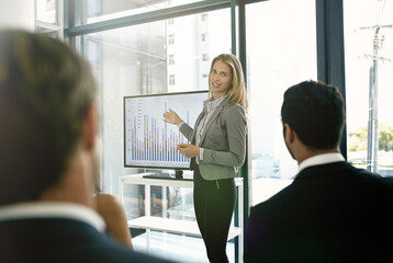 Aufkleber - presenting ideas to the team. shot of corporate businesspeople meeting in the boardroom.
