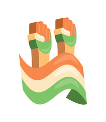 Sticker - indian hands holding tricolor flag independence day