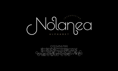 Nolanea swash luxury elegant alphabet letters and numbers. Vintage wedding typography classic serif font decorative vintage retro. creative vector illustration