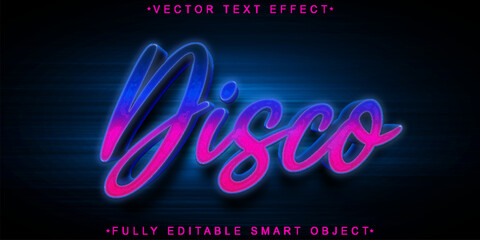 Poster - Purple Shiny Night Club Disco Vector Fully Editable Smart Object Text Effect