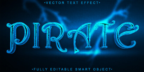 Poster - Blue Worn Pirates Vector Fully Editable Smart Object Text Effect