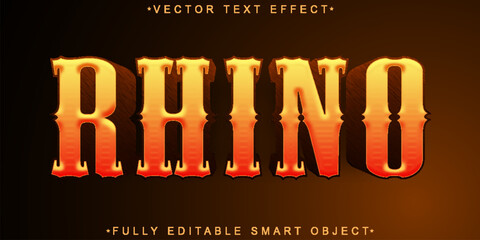 Poster - Orange Worn Wild Animal Rhino Vector Fully Editable Smart Object Text Effect