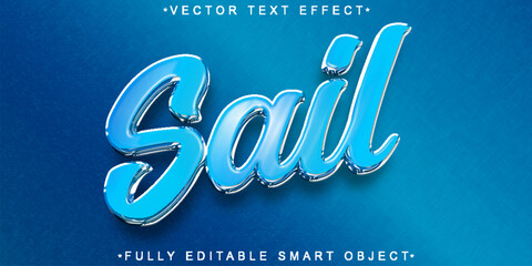 Poster - Blue Shiny Sailing Vector Fully Editable Smart Object Text Effect