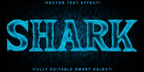 Poster - Shark Blood Shark Vector Fully Editable Smart Object Text Effect