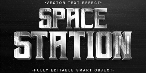 Poster - Silver Space Station Vector Fully Editable Smart Object Text Effect