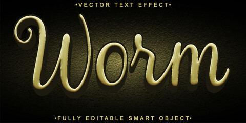 Poster - Cream Soil Worm Vector Fully Editable Smart Object Text Effect