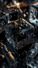 Wall Mural - Black ice cube close-up