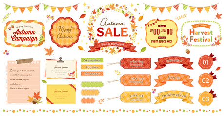 Wall Mural - set of autumn sale labels and frame vector design