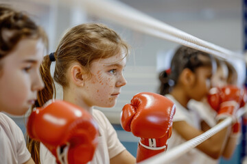 Wall Mural - Children practicing boxing in the gym