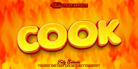 Wall Mural - Cartoon Fire Orange Cook Vector Editable Text Effect Template