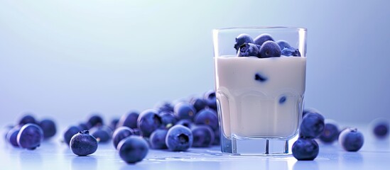 Sticker - A glass of milk with blueberries on top