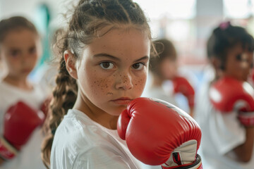 Wall Mural - Children practicing boxing in the gym