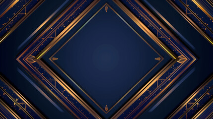 Poster - Blue Background with Gold Geometric Patterns