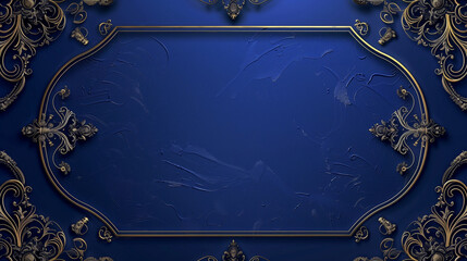 Poster - Regal Blue Background with Gold Ornate Design