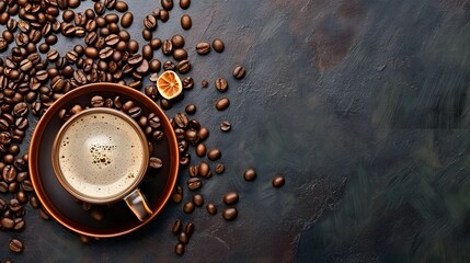 Wall Mural - cup of coffee with beans