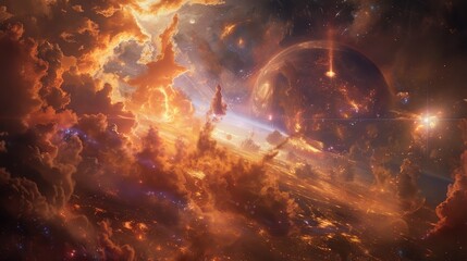 Wall Mural - ethereal phantoms of spectral essence and ephemeral dreams clashing in an astral battleground amidst