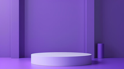 Wall Mural - Minimalist purple background with product display stand