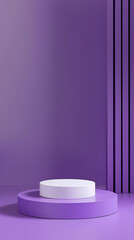 Sticker - Minimalist purple background with product display stand